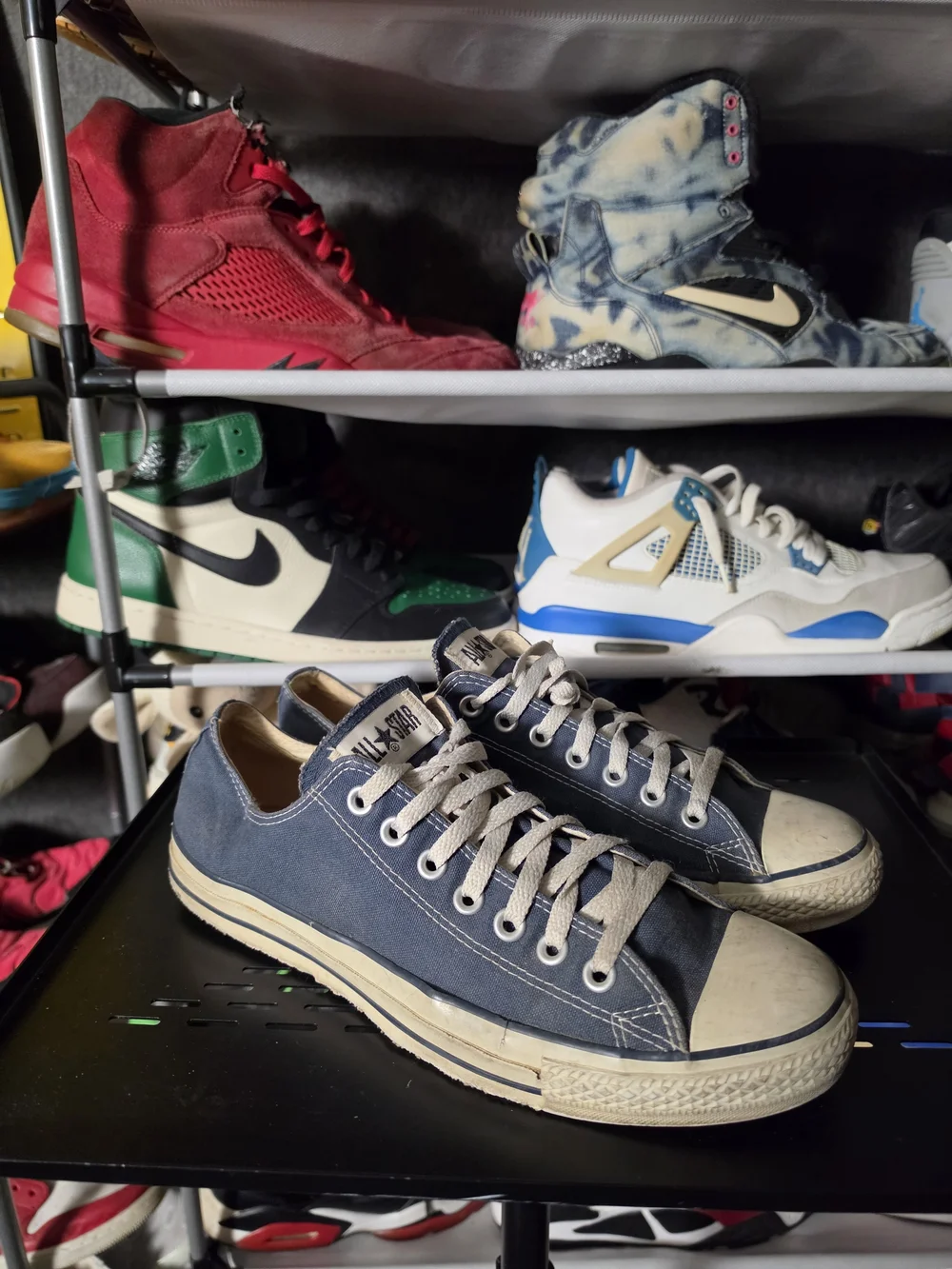 🔥 Converse Navy Low-Top Canvas Sneakers Men Size 10 Cream Accents